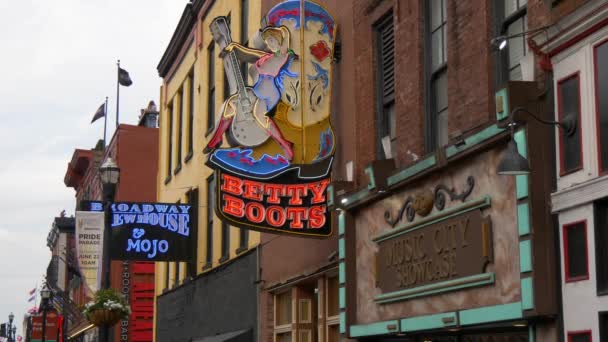 Betty Boots Bij Nashville Broadway Reisfotografie — Stockvideo