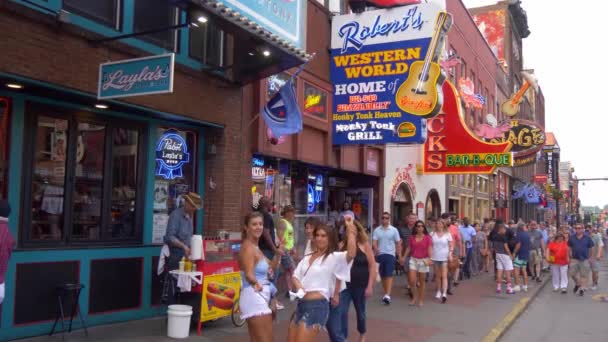 Slavný Broadwaye Nashville Nashville Tennessee Červen 2019 — Stock video