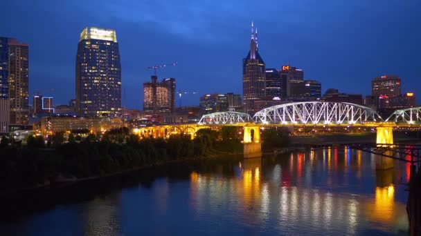 Nashville Night Uitzicht Skyline Nashville Tennessee Juni 2019 — Stockvideo