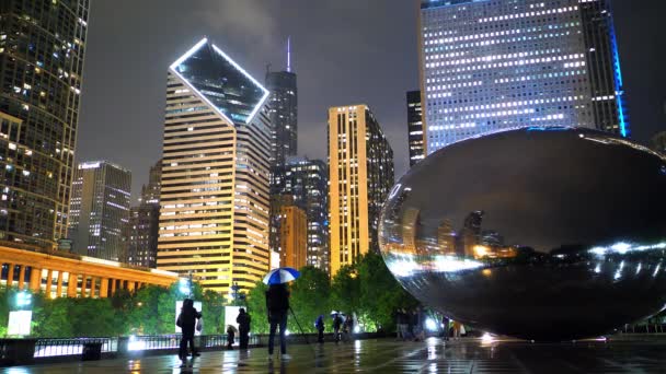 Чикаго Ночью Cloud Gate Millennium Park Chicago Illinois Июня 2019 — стоковое видео