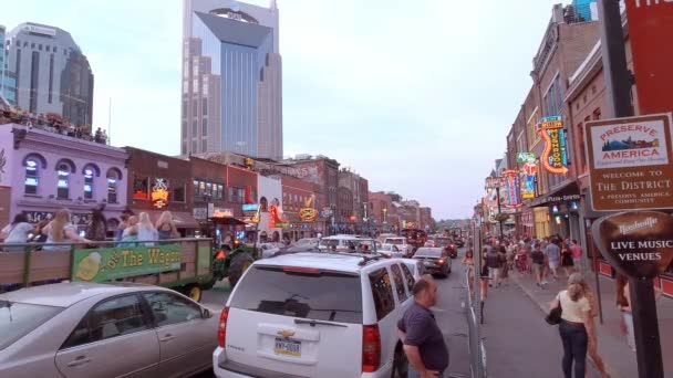 Passeggiando Sulla Famosa Broadway Nashville Nashville Tennessee Giugno 2019 — Video Stock