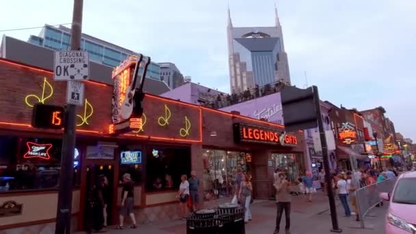 Nashville Broadway Widok Ulicy Pracowity Dzień Nashville Tennessee Czerwiec 2019 — Wideo stockowe