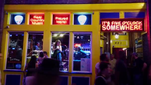 Live Music Pubs Saloons Nashville Broadway Nashville Tennessee Června 2019 — Stock video