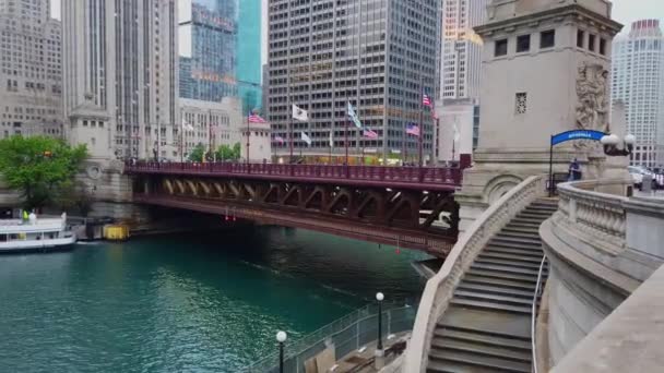Chicago River Michigan Avenue Chicago Illois Iune 2019 — стоковое видео