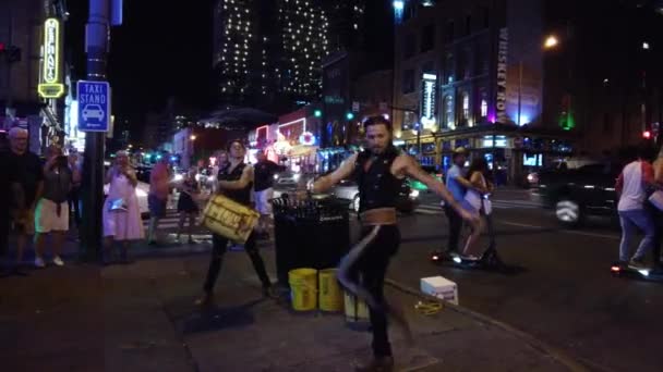 Pouliční Hudebníci Umělci Nashville Broadway Nashville Tennessee Červen 2019 — Stock video