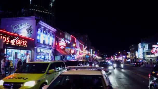 Paseando Por Broadway Nashville Noche Nashville Tennessee Junio 2019 — Vídeo de stock