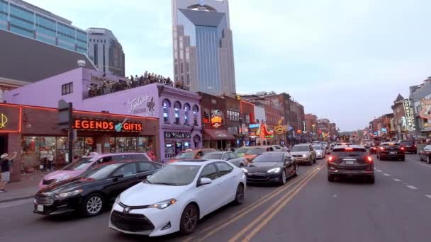 Nashville Broadway Street View Busy Day Nashville Tennessee Junio 2019 — Vídeos de Stock