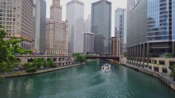 Chicago River Een Regenachtige Dag Chicago Illinois Juni 2019 — Stockvideo