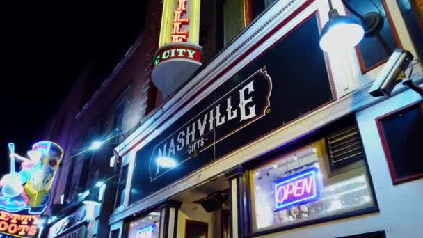 Procházka Broadwayi Nashville Noci Nashville Tennessee Červen 2019 — Stock video