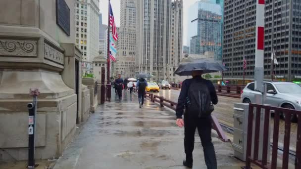 Wandelen Dusable Bridge Chicago Chicago Illinois Juni 2019 — Stockvideo