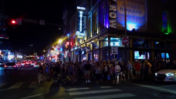 Paseando Por Broadway Nashville Noche Nashville Tennessee Junio 2019 — Vídeo de stock