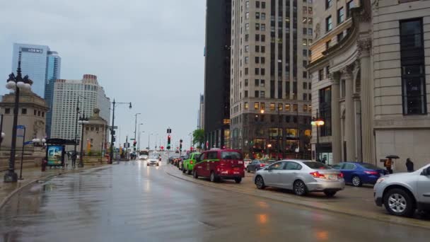 Σικάγο Θέα Στο Δρόμο Βροχή Σικάγο Ιλινόις Ιουνίου 2019 — Αρχείο Βίντεο