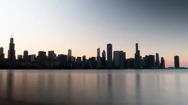 Silhueta Chicago Skyline Noite Chicago Illinois Junho 2019 — Fotografia de Stock