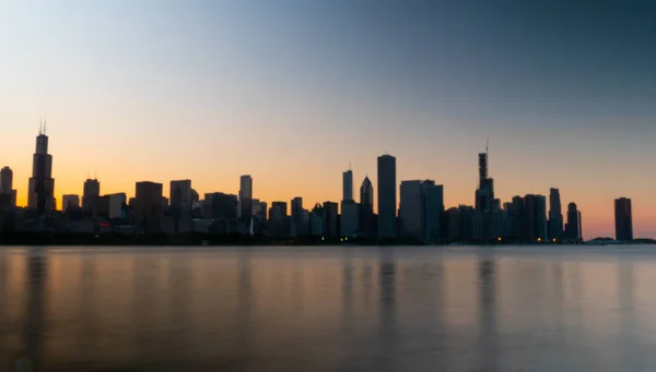 Silhueta Chicago Skyline Noite Chicago Illinois Junho 2019 — Fotografia de Stock