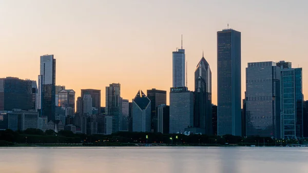 Panorama Chicaga Při Západu Slunce Chicago Illinois Června 2019 — Stock fotografie