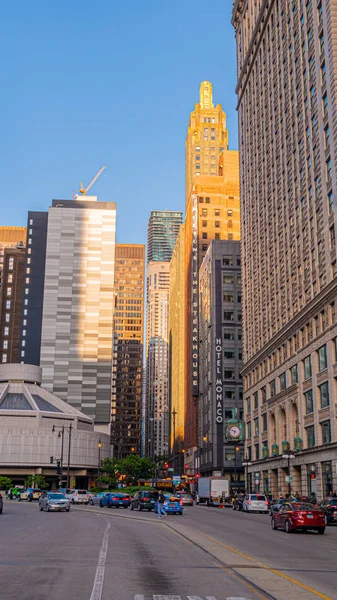 Chicago Street View Avond Chicago Illinois Juni 2019 — Stockfoto