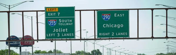 Riktnings Skylt Till Chicago Och Joilet Motorvägen Chicago Illinois Juni — Stockfoto