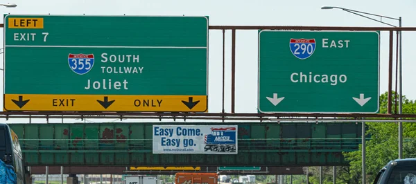 Riktnings Skylt Till Chicago Och Joilet Motorvägen Chicago Illinois Juni — Stockfoto