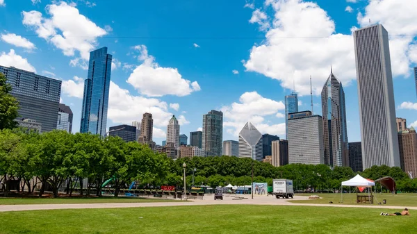 Nézd Ikonikus Épületek Chicago Skyline Chicago Illinois Június 2019 — Stock Fotó