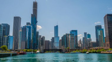 Chicago şehir merkezinin muhteşem silueti - Chicago, Illinois - 12 Haziran 2019