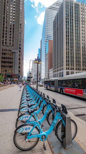 Alquiler Bicicletas Las Calles Chicago Chicago Illinois Junio 2019 — Foto de Stock