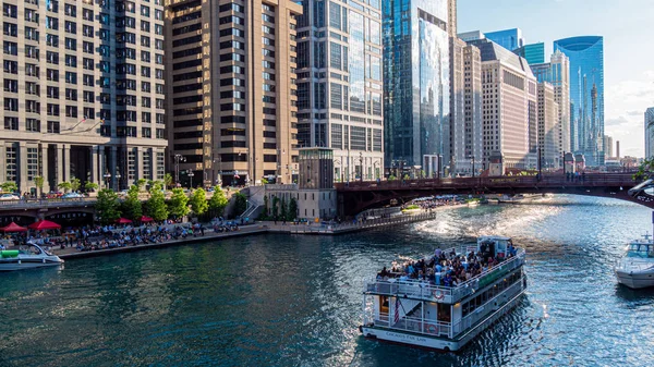 Río Chicago Hermoso Día Chicago Illinois Junio 2019 — Foto de Stock