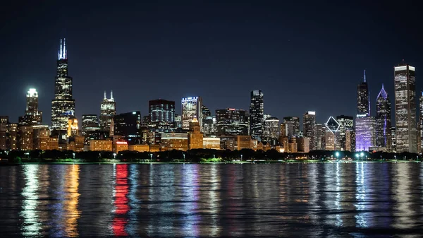 Chicago Night Skyline Stupefacente Chicago Illinois Giugno 2019 — Foto Stock