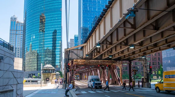 Trilhas Metrô Nas Ruas Chicago Chicago Illinois Junho 2019 — Fotografia de Stock