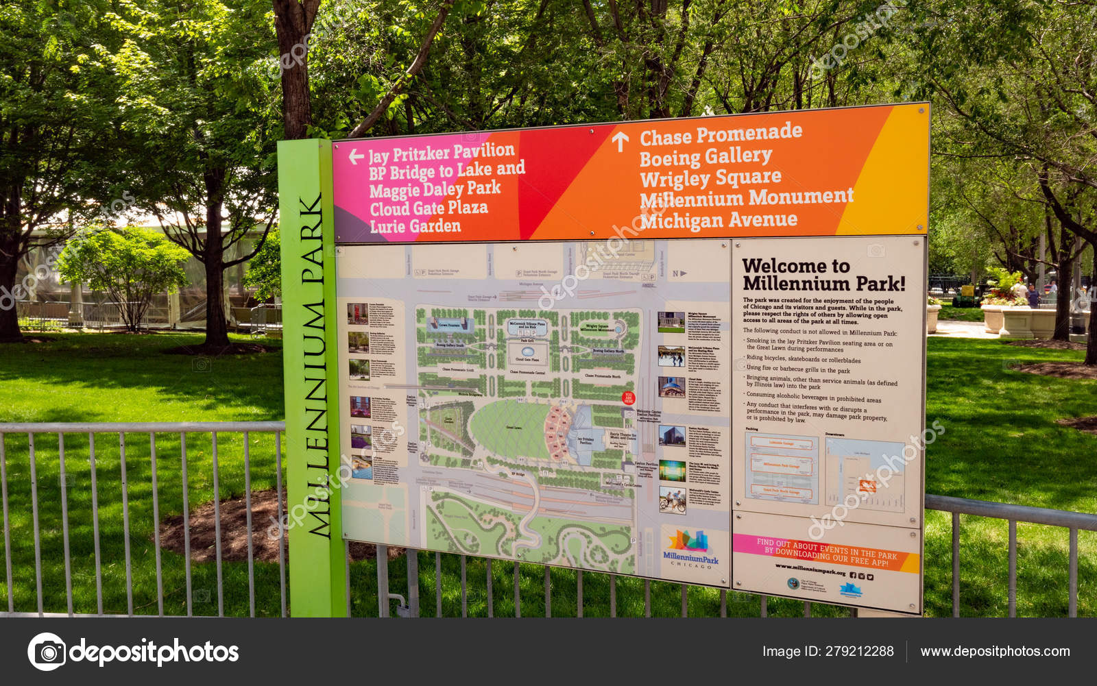 Millennium Park Zeichen Chicago Chicago Illinois Juni 2019