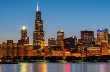 Akşam Amazing Chicago silueti - Chicago, Illinois - 12 Haziran 2019