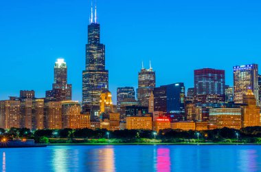 Akşam Amazing Chicago silueti - Chicago, Illinois - 12 Haziran 2019