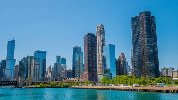 Chicago Downtown Skyline Utsikt Från Lake Michigan Chicago Illinois Juni — Stockfoto