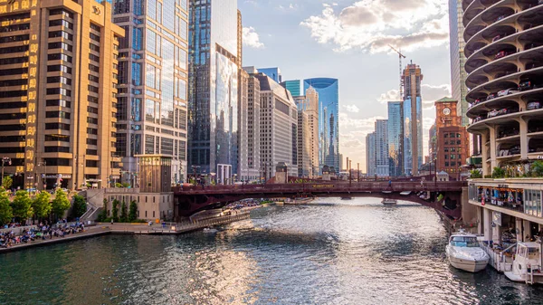 Дивовижний Вид Річку Чикаго Чикаго Іллінойс Червня 2019 — стокове фото