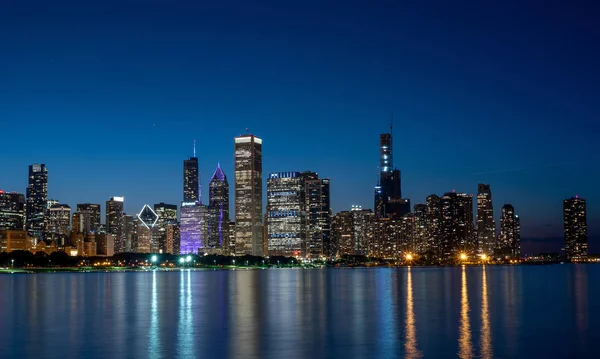 Increíble Horizonte Chicago Por Noche Chicago Illinois Junio 2019 — Foto de Stock