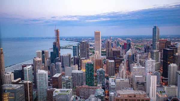 Vista Aérea Sobre Chicago Noite Chicago Illinois Junho 2019 — Fotografia de Stock