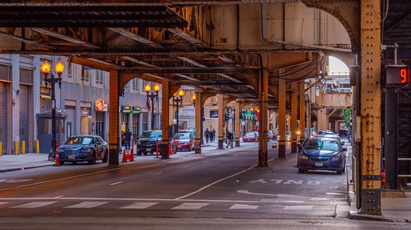 Stalowa Konstrukcja Naziemnych Torów Metra Chicago Chicago Illinois Czerwca 2019 — Zdjęcie stockowe