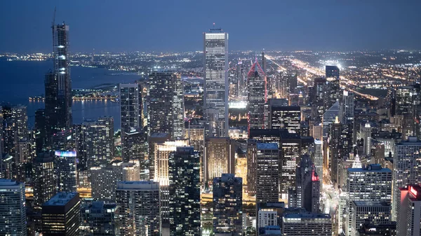 Ciudad Chicago Noche Vista Desde Arriba Chicago Illinois Junio 2019 — Foto de Stock