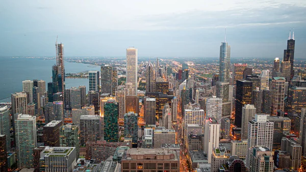 Los Rascacielos Chicago Vista Aérea Por Noche Chicago Illinois Junio — Foto de Stock