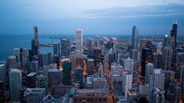 Los Rascacielos Chicago Vista Aérea Por Noche Chicago Illinois Junio — Foto de Stock