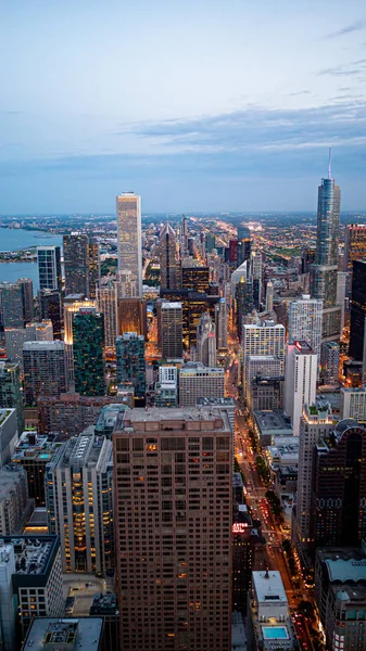 Los Rascacielos Chicago Vista Aérea Por Noche Chicago Illinois Junio — Foto de Stock