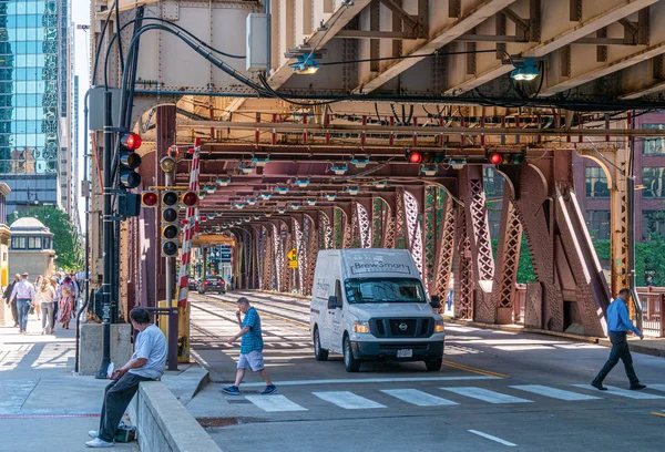 Trilhas Metrô Nas Ruas Chicago Chicago Illinois Junho 2019 — Fotografia de Stock