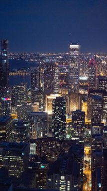 Gece Chicago Şehri - yukarıdan görünüm - Chicago, Illinois - 12 Haziran 2019