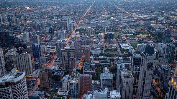 Widok Lotu Ptaka Miasto Chicago Wieczorem Chicago Illinois Czerwca 2019 — Zdjęcie stockowe