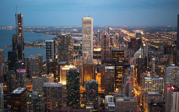 上からシカゴ 夕方の素晴らしい航空写真 旅行写真 — ストック写真
