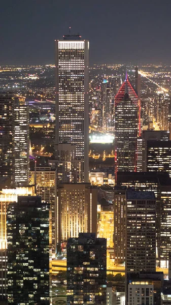 Chicago City Lights Night Aerial View Chicago Illinois June 2019 — Stock Photo, Image