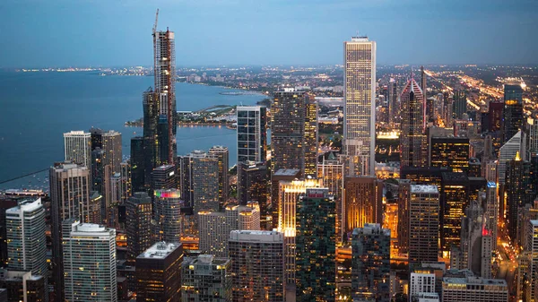 Chicago Desde Arriba Increíble Vista Aérea Por Noche Chicago Illinois — Foto de Stock