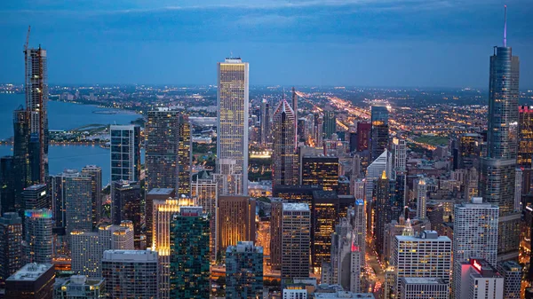 Arranha Céus Chicago Vista Aérea Noite Chicago Illinois Junho 2019 — Fotografia de Stock