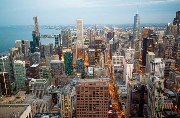 Felhőkarcolók Chicago Légi Megtekintéséhez Este Chicago Illinois Június 2019 — Stock Fotó