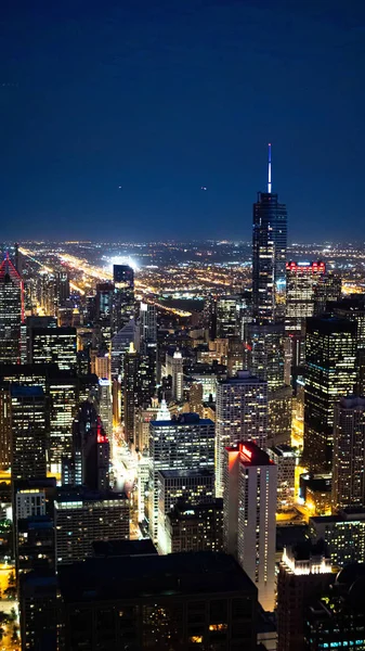 Chicago Városi Fények Éjjel Antenna View Chicago Illinois Június 2019 — Stock Fotó