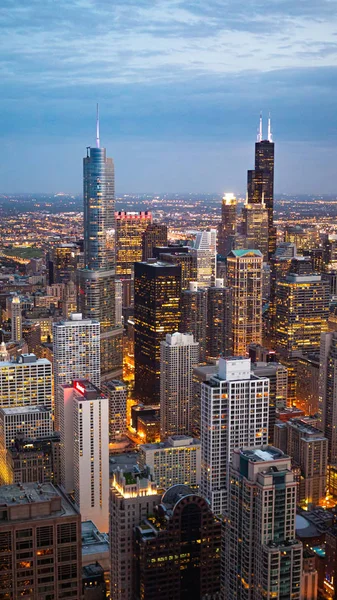 Chicago Night Impressive Aerial View Downtown Chicago Illinois June 2019 — Stock Photo, Image